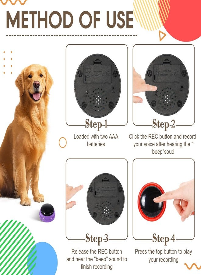 جيريفي مجموعة أزرار جيريفاي للكلاب، 16 قطعة، لتسجيل الصوت، مع ملصقات، 30 ثانية، أزرار تدريب على الكلام للحيوانات الأليفة، مناسبة لتدريب القطط والقطط بشكل تفاعلي. - Image 4